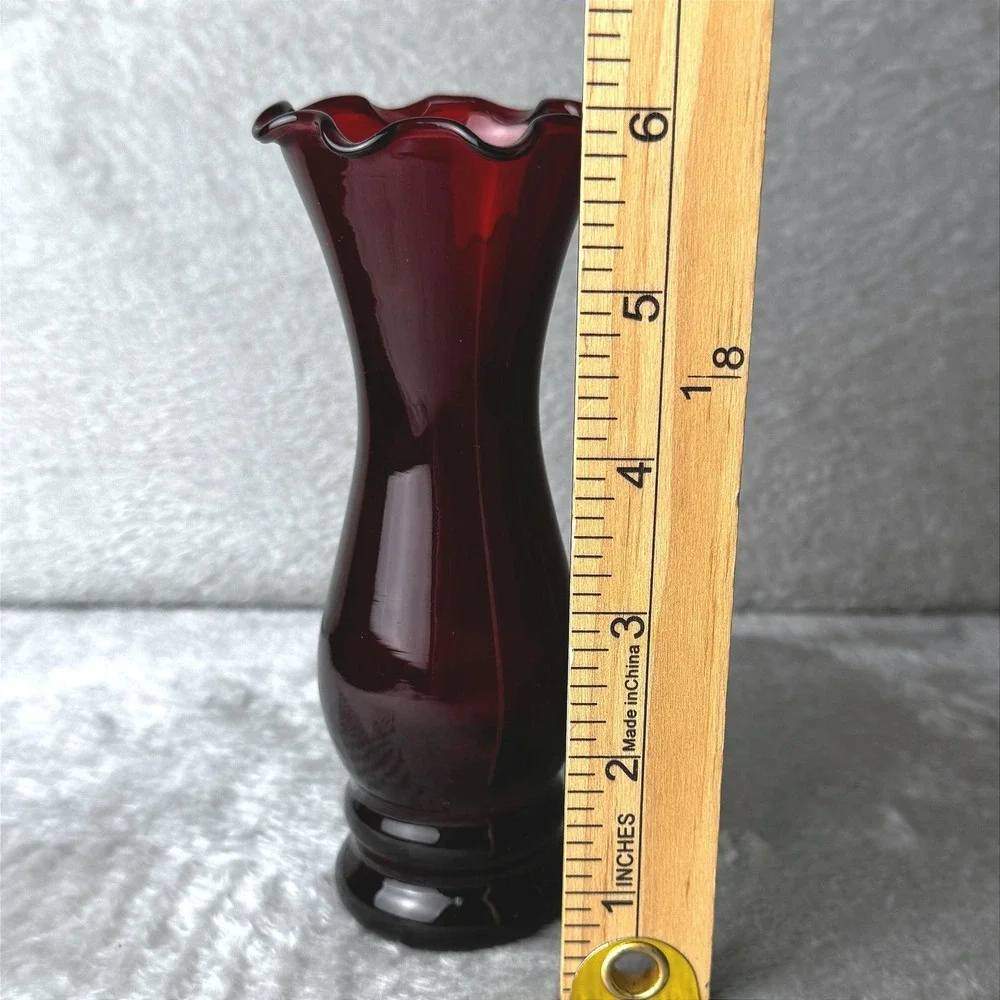 Vintage Anchor Hocking Royal Ruby Red Glass Bud Vase 6